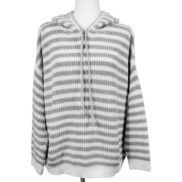 Women's XL Time and Tru Oversized Grey-White Waffle Knit Hoodie -Boyfriend Style - Picture 1 of 12